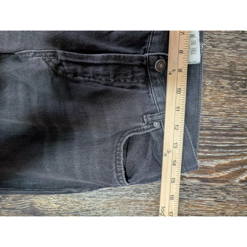 We The Free Free People Distressed Straight Leg Jeans Faded Black Raw Hem SZ 26